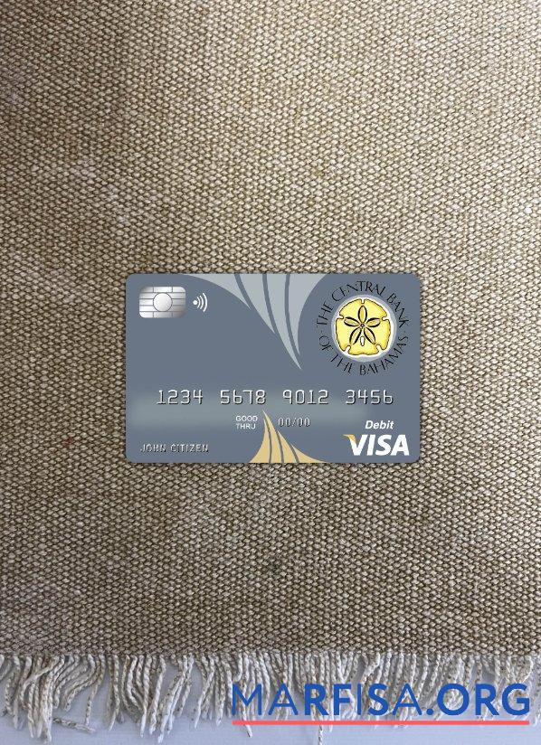 Realistic Bahamas The Central bank visa card photolook front example